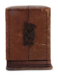 A Continental Leather-Cased Brass Carriage Clock