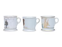 Three Porcelain Occupational Shaving Mugs