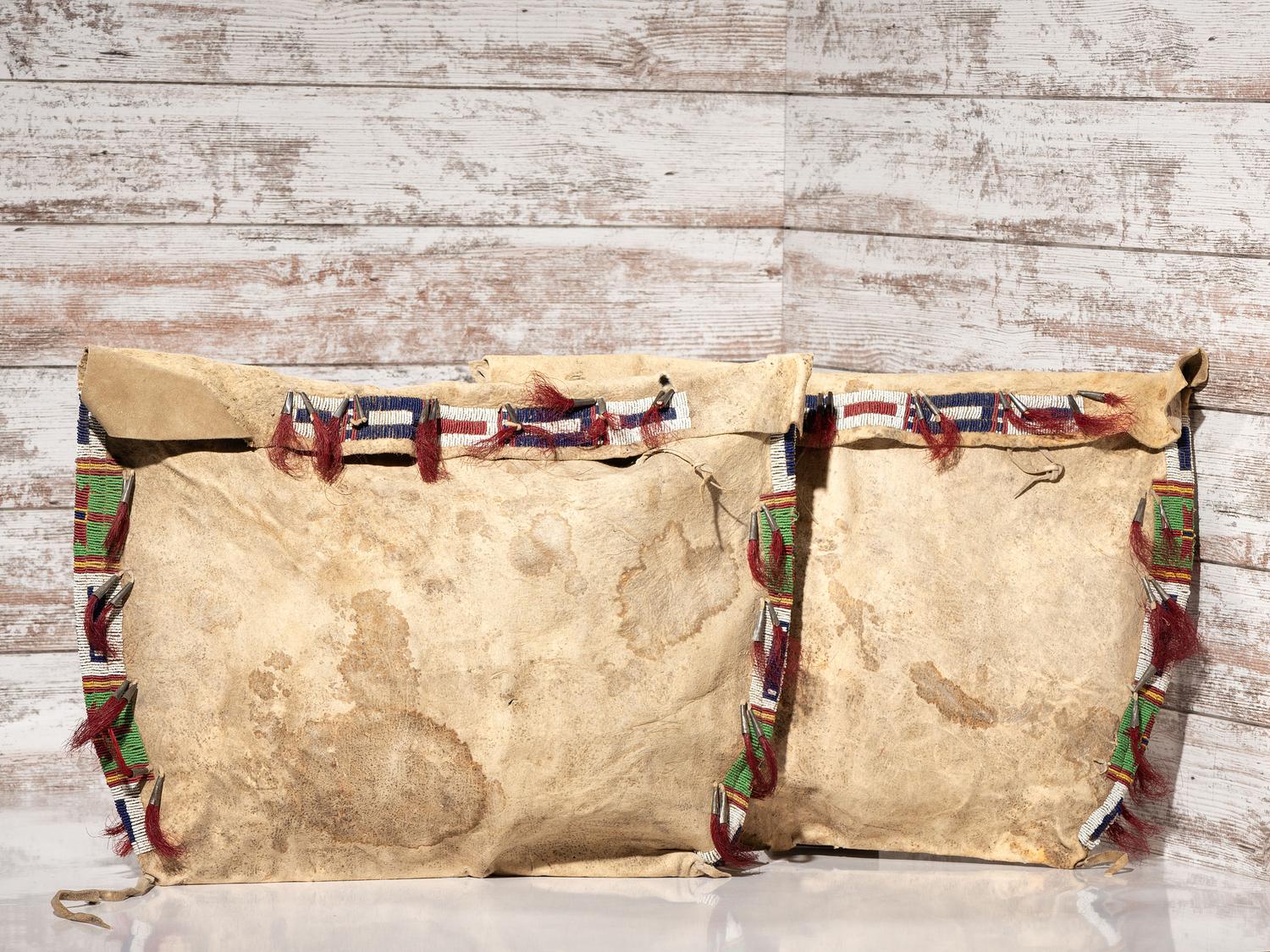 Sioux Beaded Hide Possible Bags, Matched Pair