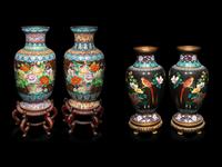 Two Pairs of Large Chinese Cloisonné Baluster Vases