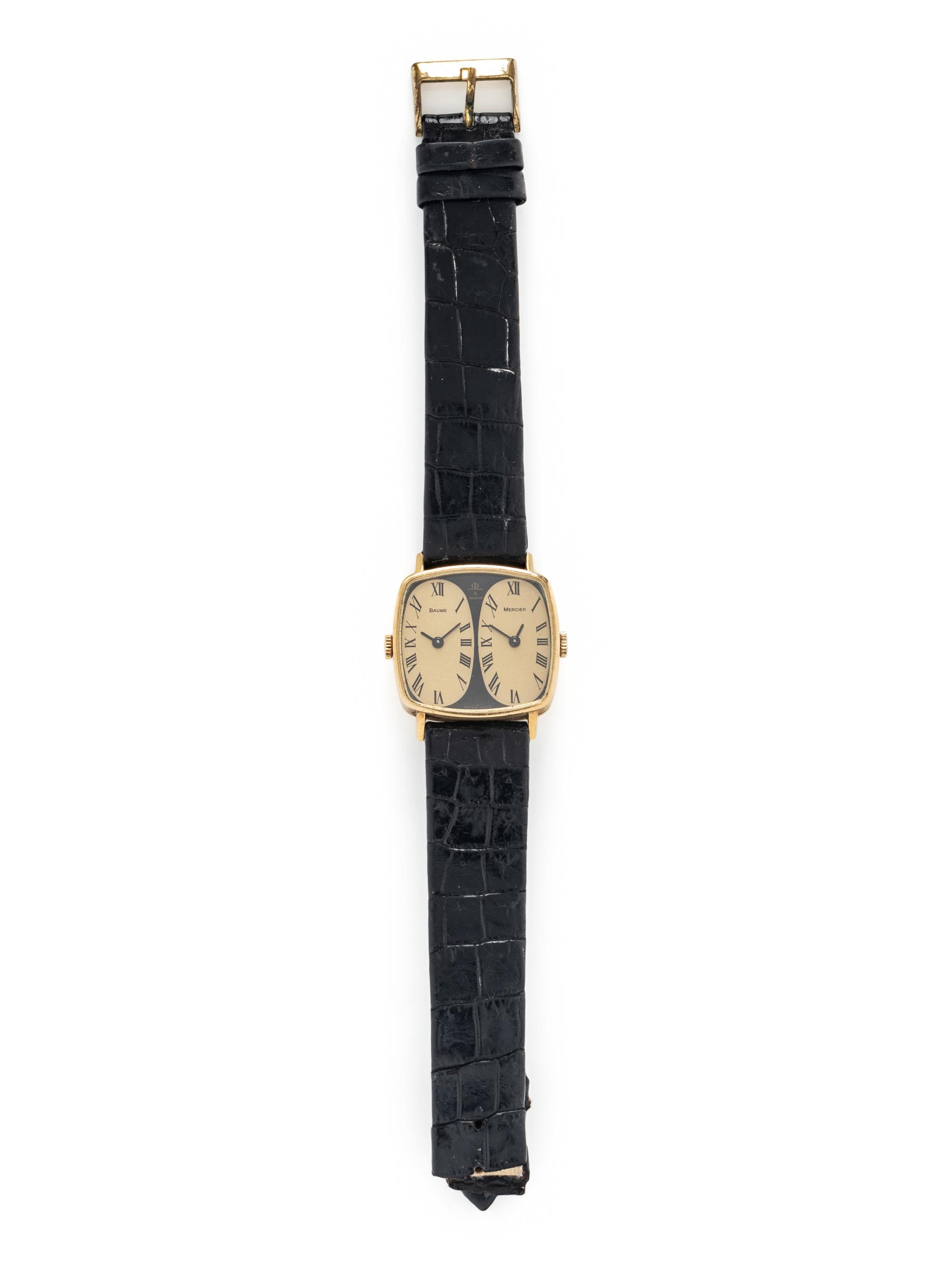 BAUME & MERCIER, YELLOW GOLD DUAL TIME ZONE WATCH