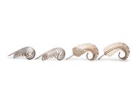 A Collection of Sterling Silver Feather Brooches,