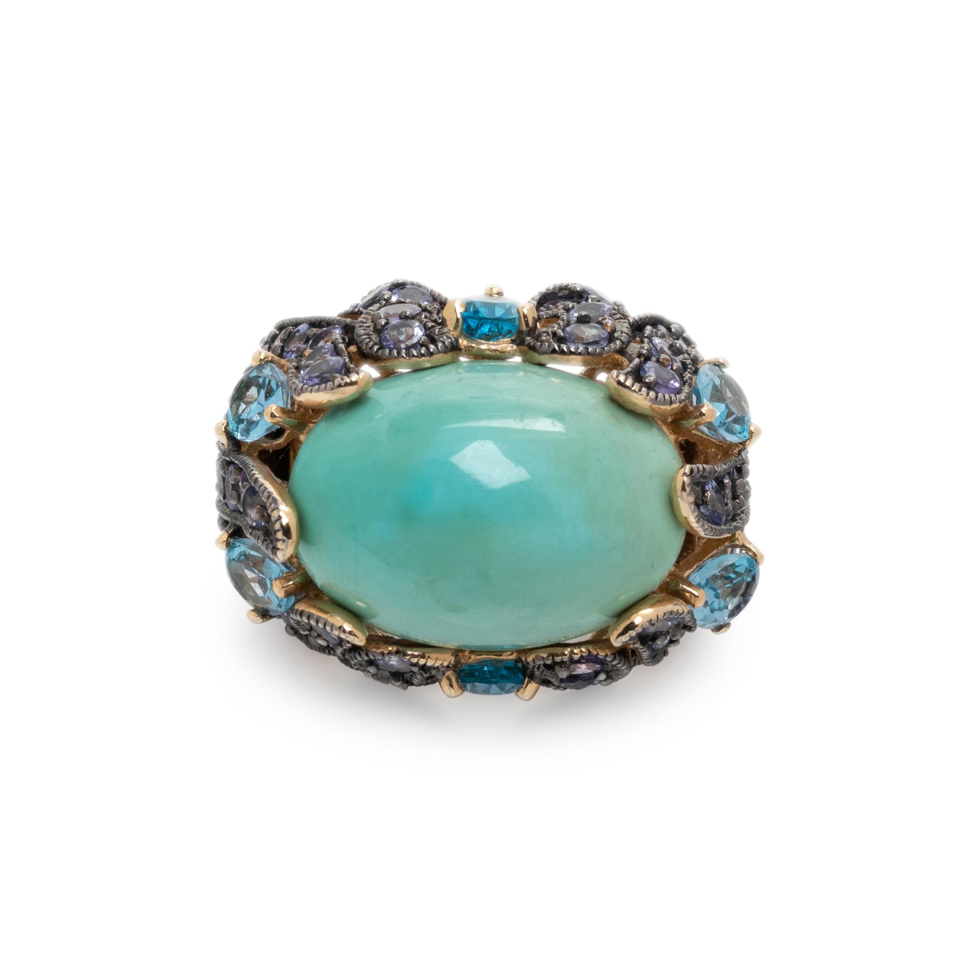 TURQUOISE AND MULTIGEM RING
