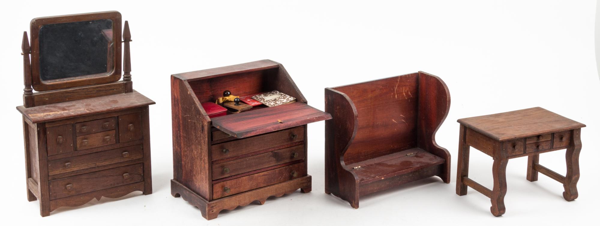 A Collection of American Doll Furniture Height of tallest 7 3/4 inches.