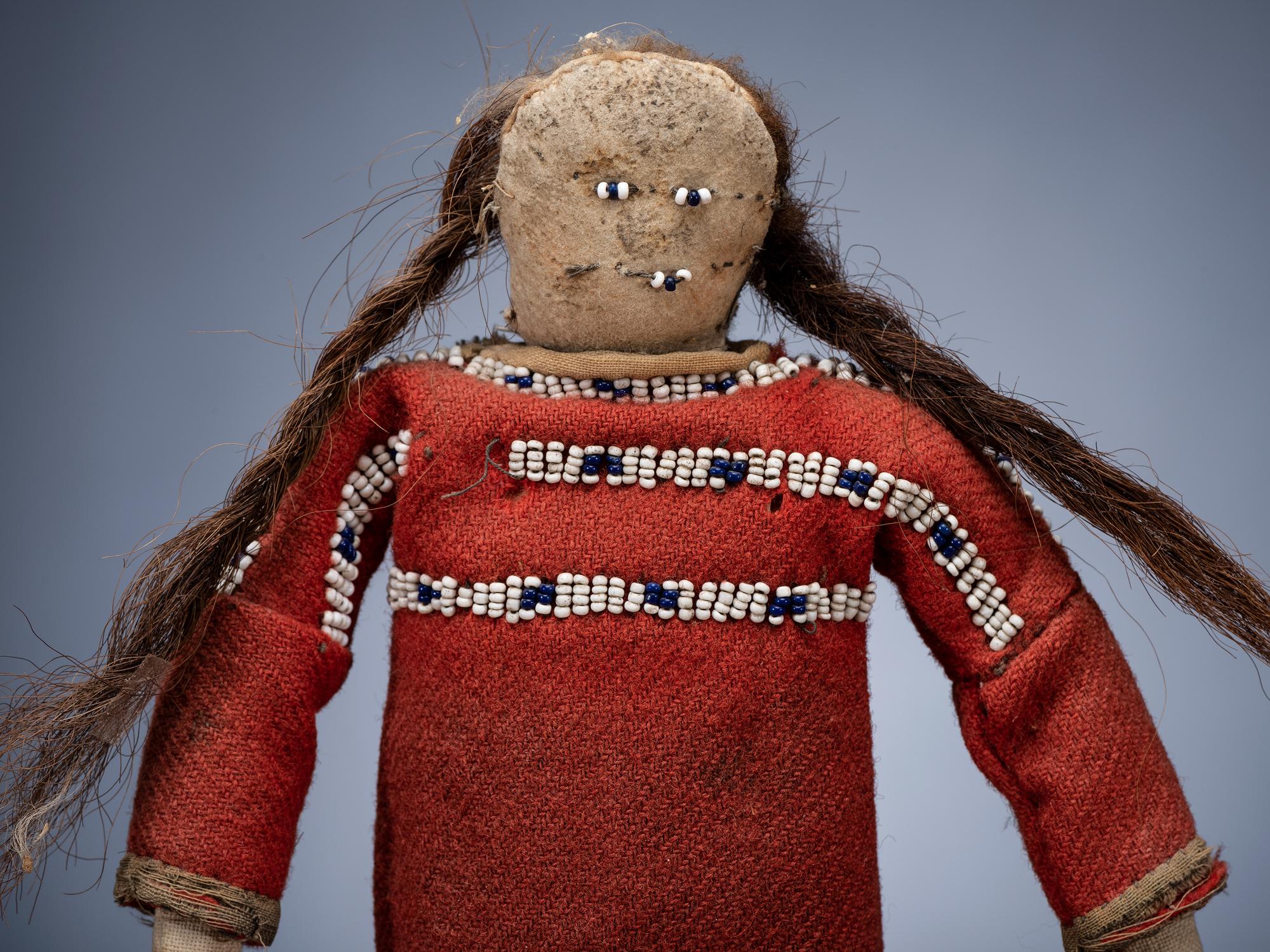 Sioux Doll, with Red Trade Wool Dress