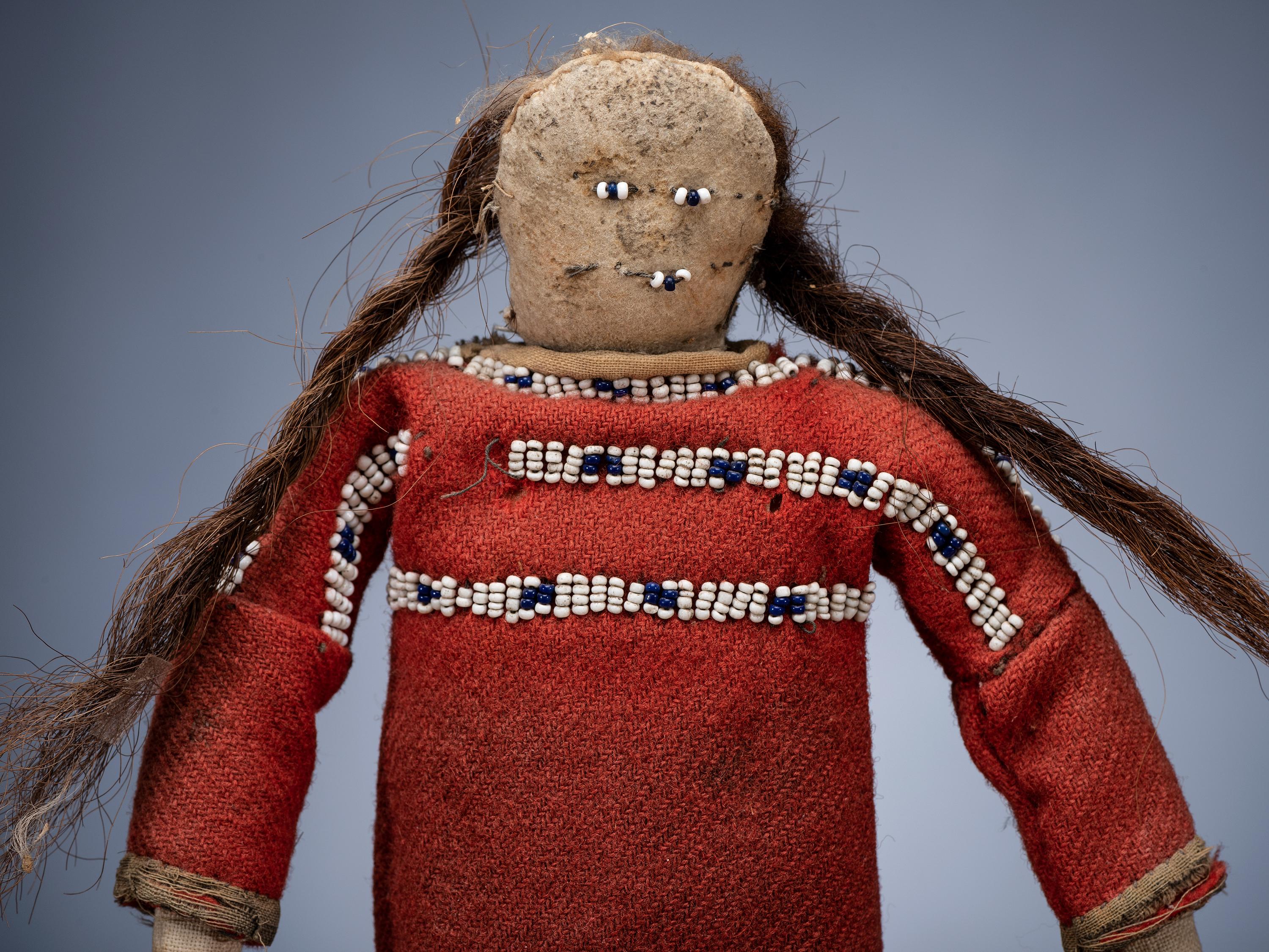 Sioux Doll, with Red Trade Wool Dress