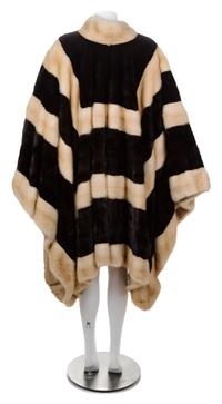 A Bergdorf Goodman Black and White Mink Horizontal Striped Cape, No size.