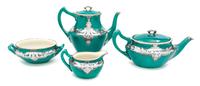 A Lenox Silver Overlay Partial Tea and Coffee Service Height of coffee pot 5 3/8 inches.