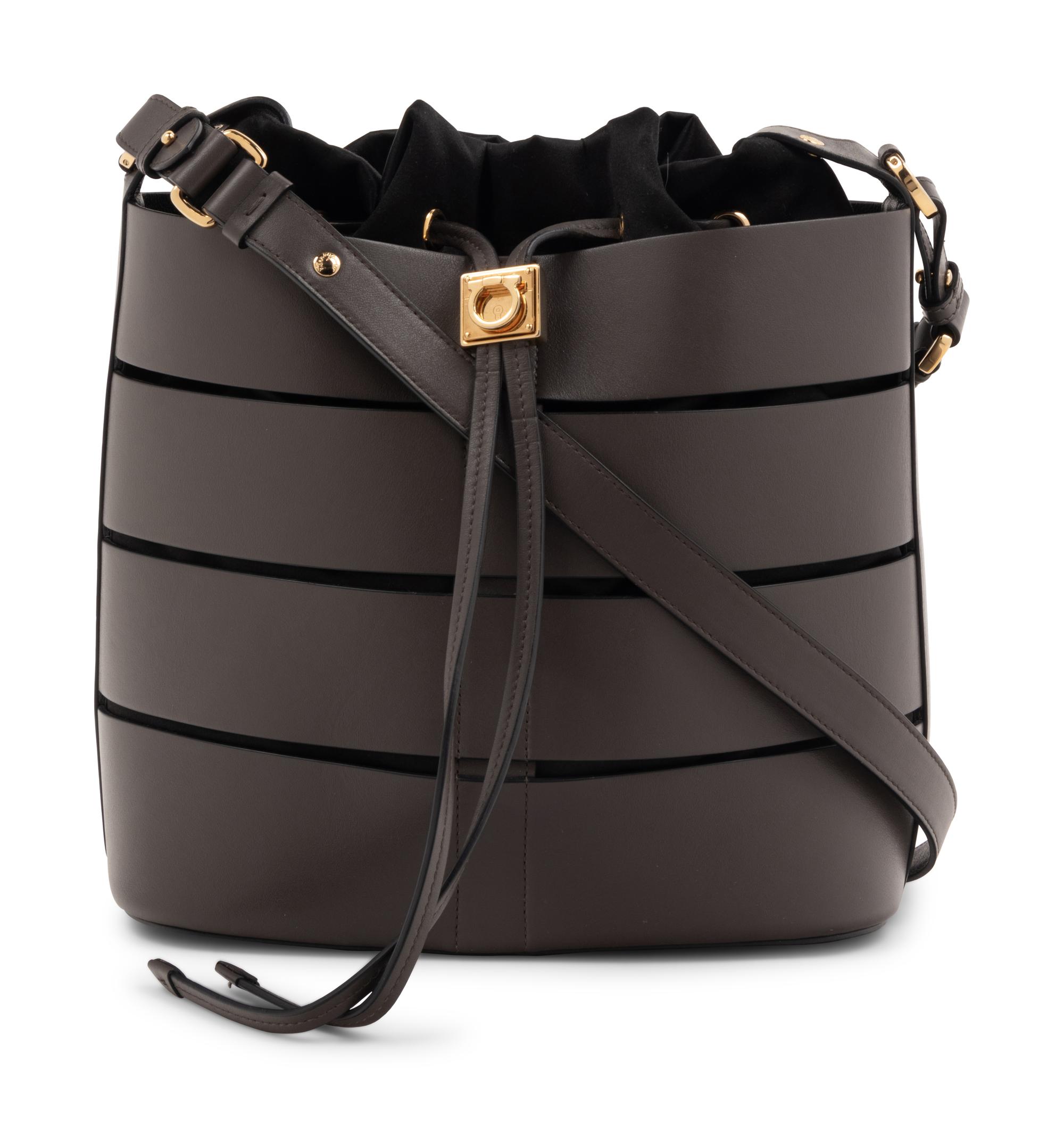 Salvatore Ferragamo Sansy Leather Cut-Out Bucket Bag, 2010s