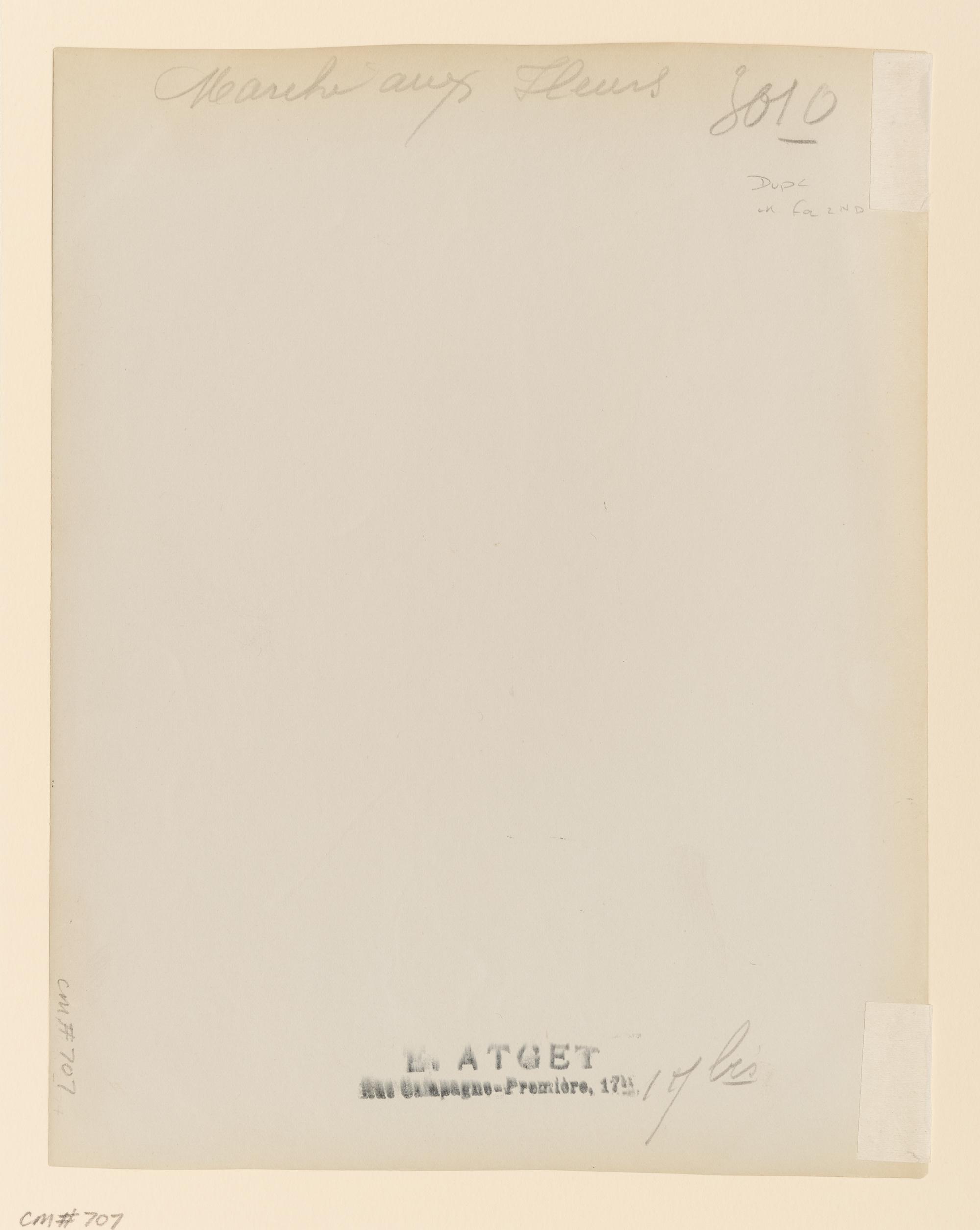 A pair of photographs ( Marché aux fleurs , circa 1900s ; Colonne Moris (Place Saint Sulpice) , 1910)