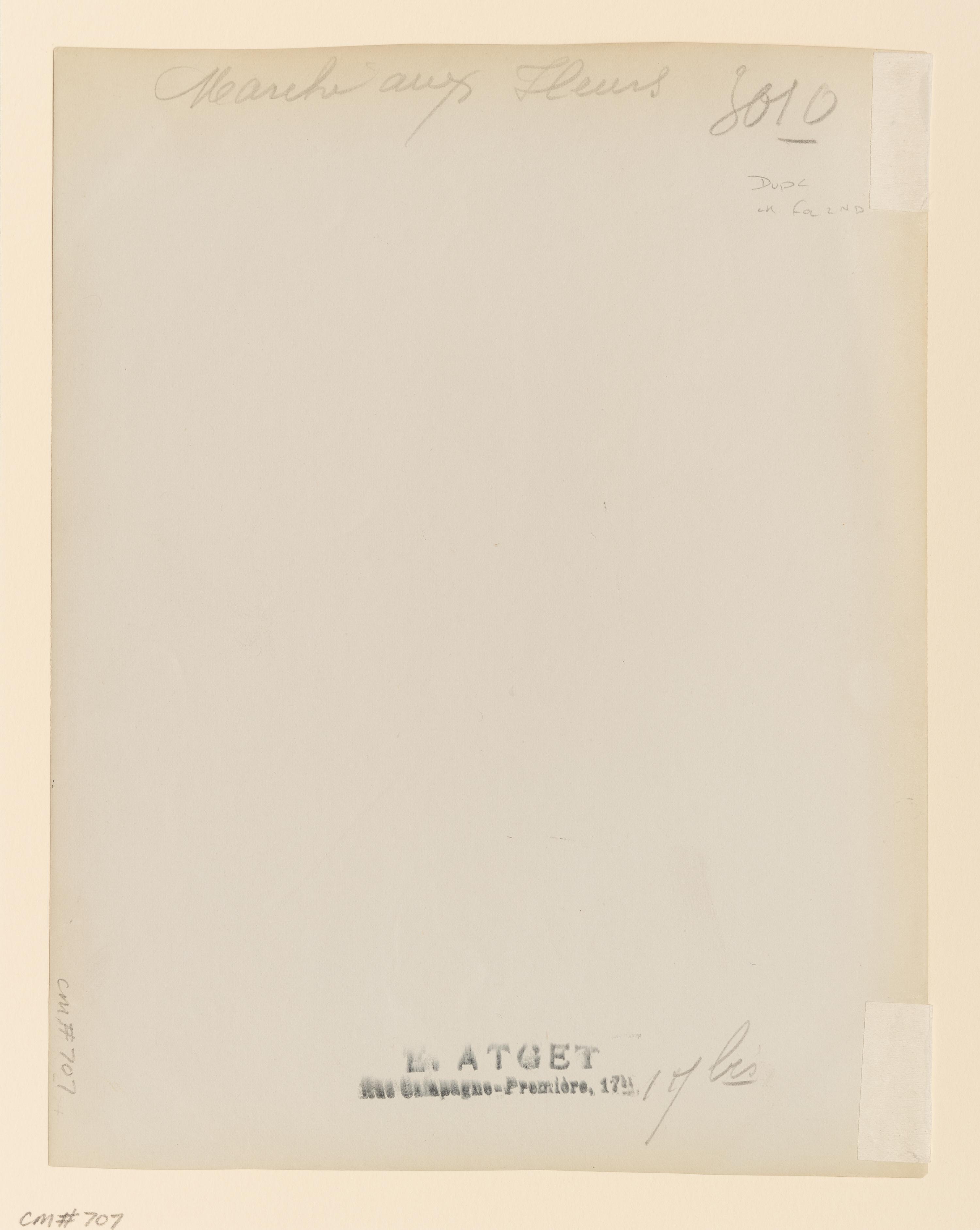 A pair of photographs ( Marché aux fleurs , circa 1900s ; Colonne Moris (Place Saint Sulpice) , 1910)