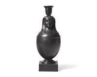 A Wedgwood & Bentley-Type Black Basalt Canopic Jar Candleholder