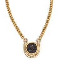 CHIMENTO, YELLOW GOLD, ANCIENT ROMAN COIN AND DIAMOND NECKLACE