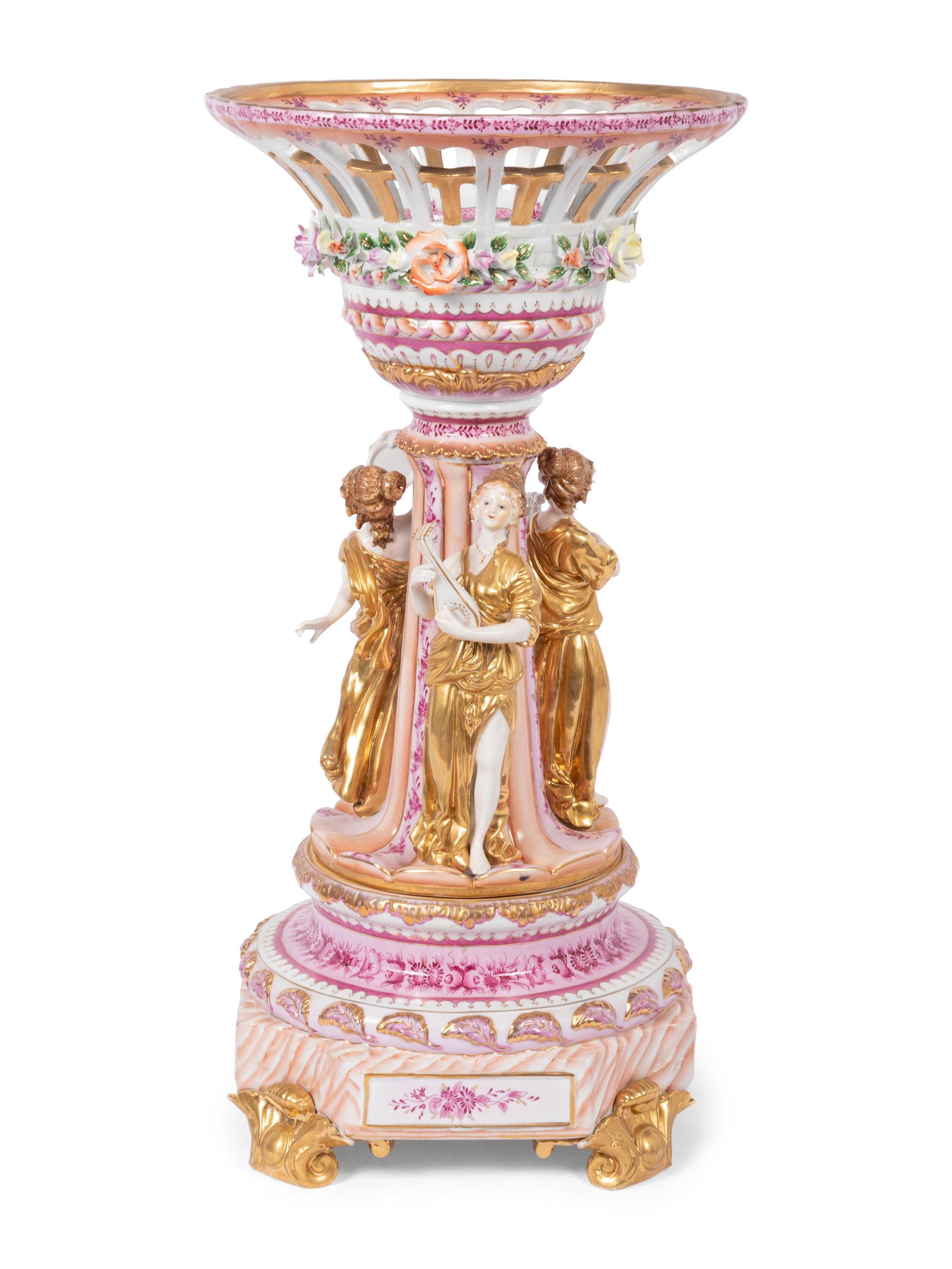 A Dresden (Richard Klemm) Porcelain Figural Centerpiece