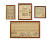 A Group of Four American Needlework Samplers, Early 19th Century