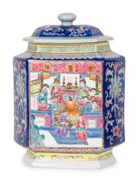 A Pair of Chinese Export Covered Hexagonal Ginger Jars — 19TH/20TH CENTURY