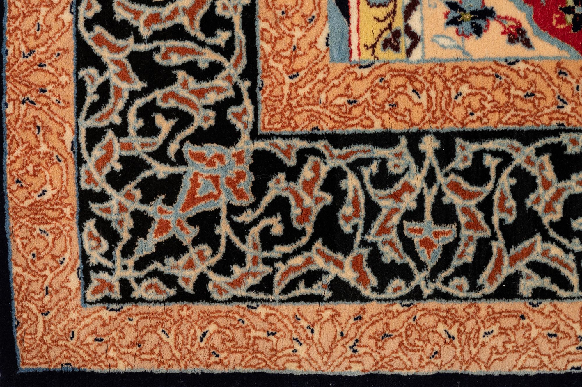 Three Indo-Persian Wool Mats and a Persian Pictorial Wool Mat
