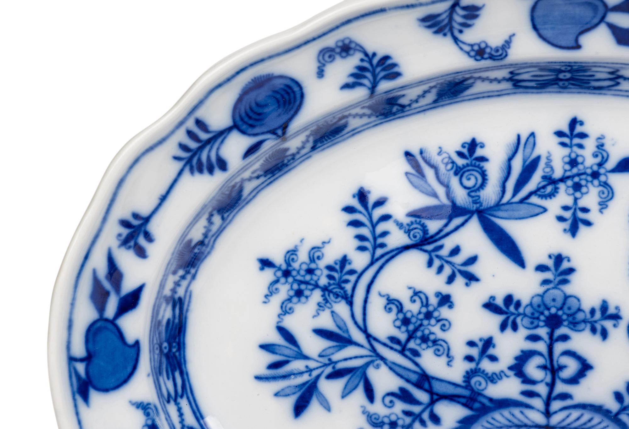 A Group of Nine Blue and White Porcelain and Ceramic Serving Articles