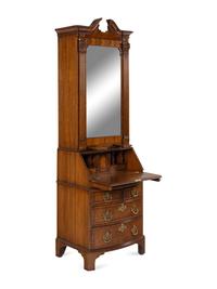 A George III Style Mahogany and Walnut Bureau Bookcase