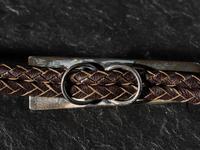 Silver Bolo Tie, set with Coral, Turquoise, and 14K Gold Spacers