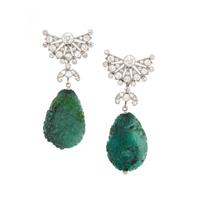 CARTIER, NATURAL PEARL AND DIAMOND EARRINGS WITH ADDITIONAL CARVED EMERALD DROPS