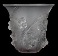 A Rene Lalique Molded and Frosted Glass Vase Height 7 3/4 inches. — 20TH CENTURY