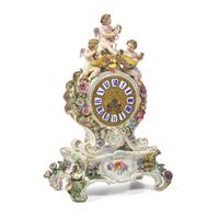 A Meissen Porcelain Mantel Clock Emblematic of Music