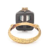 Labradorite, Diamond Ring, Silver, and Yellow Gold Ring