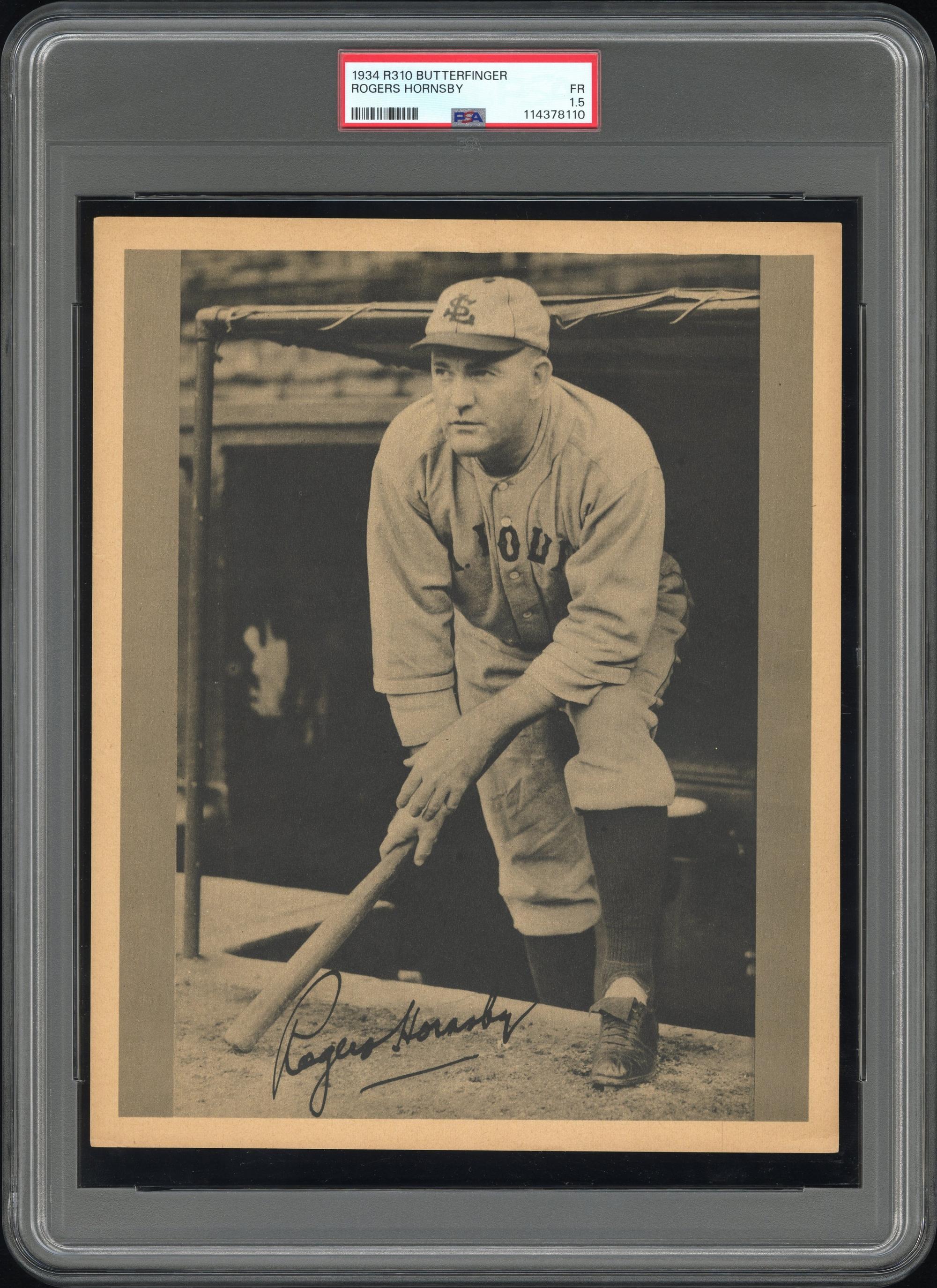 A 1934 R310 Butterfinger Rogers Hornsby Baseball Card (PSA 1.5)