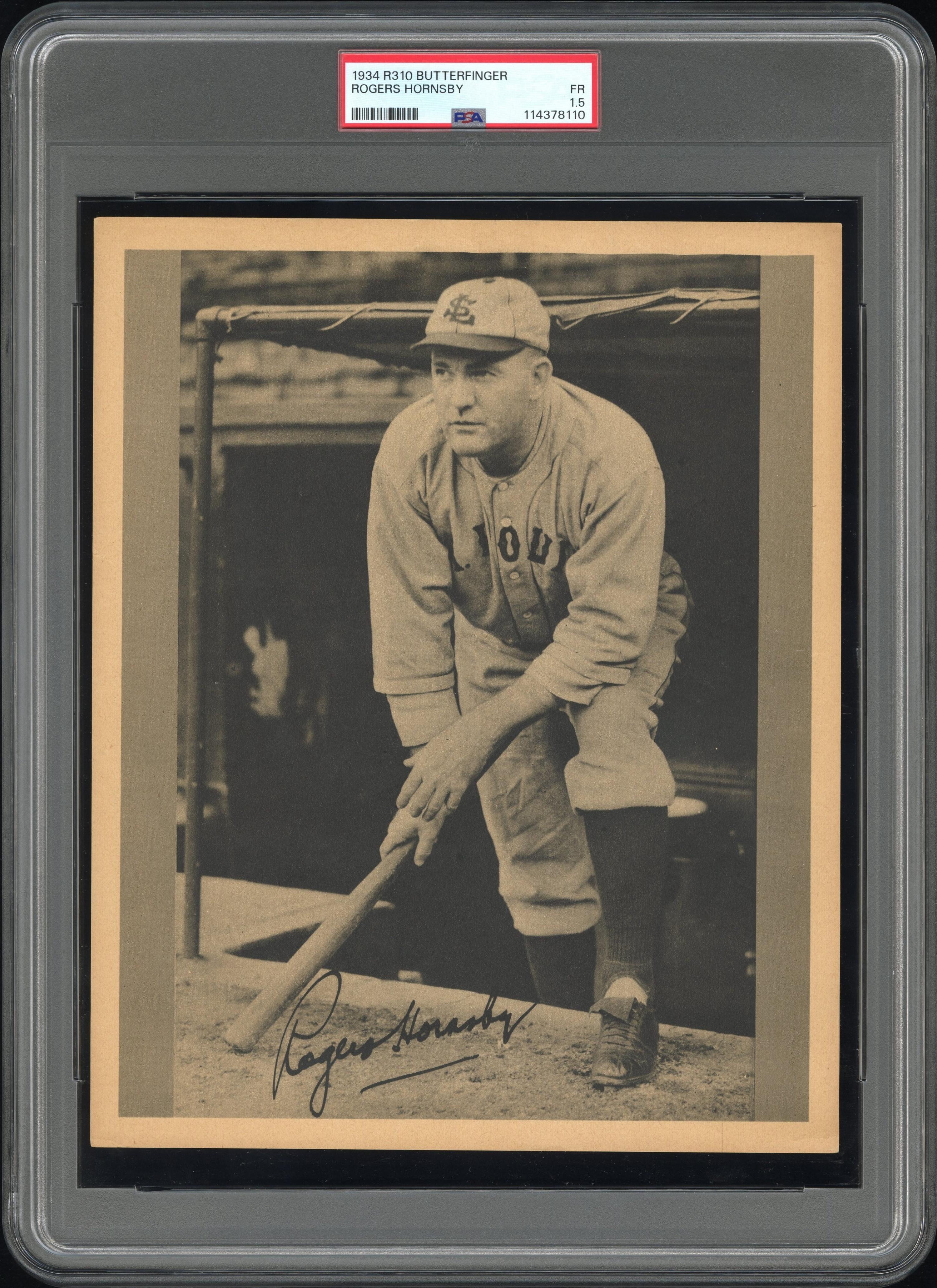 A 1934 R310 Butterfinger Rogers Hornsby Baseball Card (PSA 1.5)