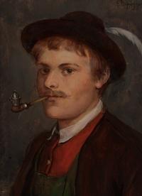 Franz Defregger, (German, 1835-1921) , Man with Pipe