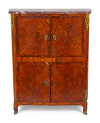 A French Empire Style Marble Top Marquetry Cabinet — 19TH/20TH CENTURY