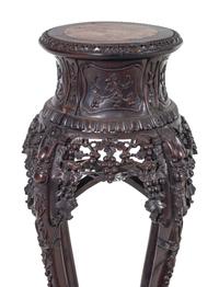 A Chinese Export Carved Hardwood Stand, Huaji
