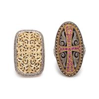 KONSTANTINO, COLLECTION OF STERLING SILVER AND YELLOW GOLD RINGS