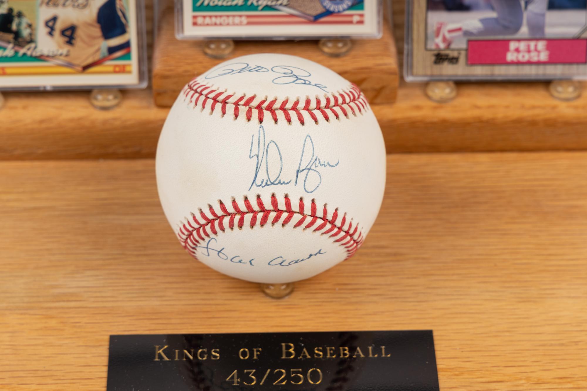A Kings of Baseball Signed Autograph Display Featuring Pete Rose, Nolan Ryan and Hank Aaron (Beckett Authentication Services Letter),