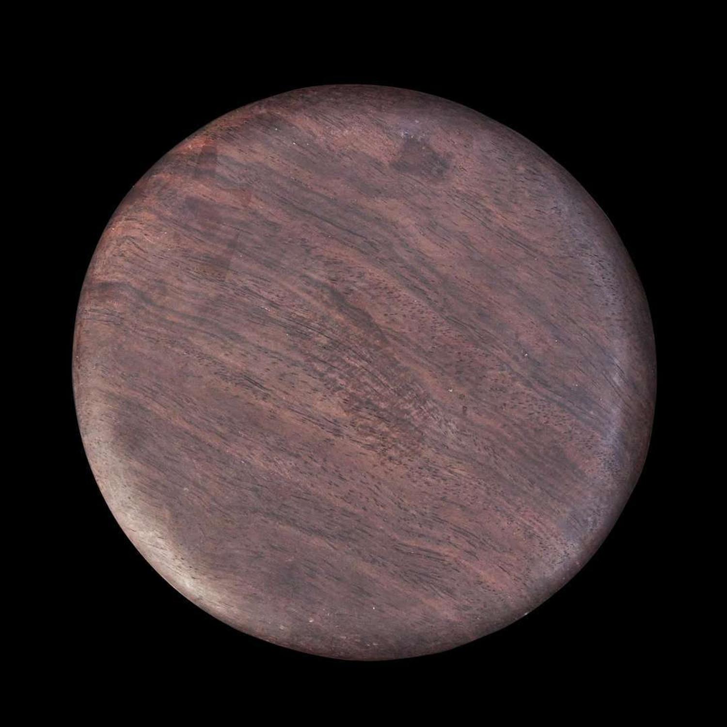 A Chinese carved "Mirror" inkstone with hardwood box 仿銅鏡硯台及木盒