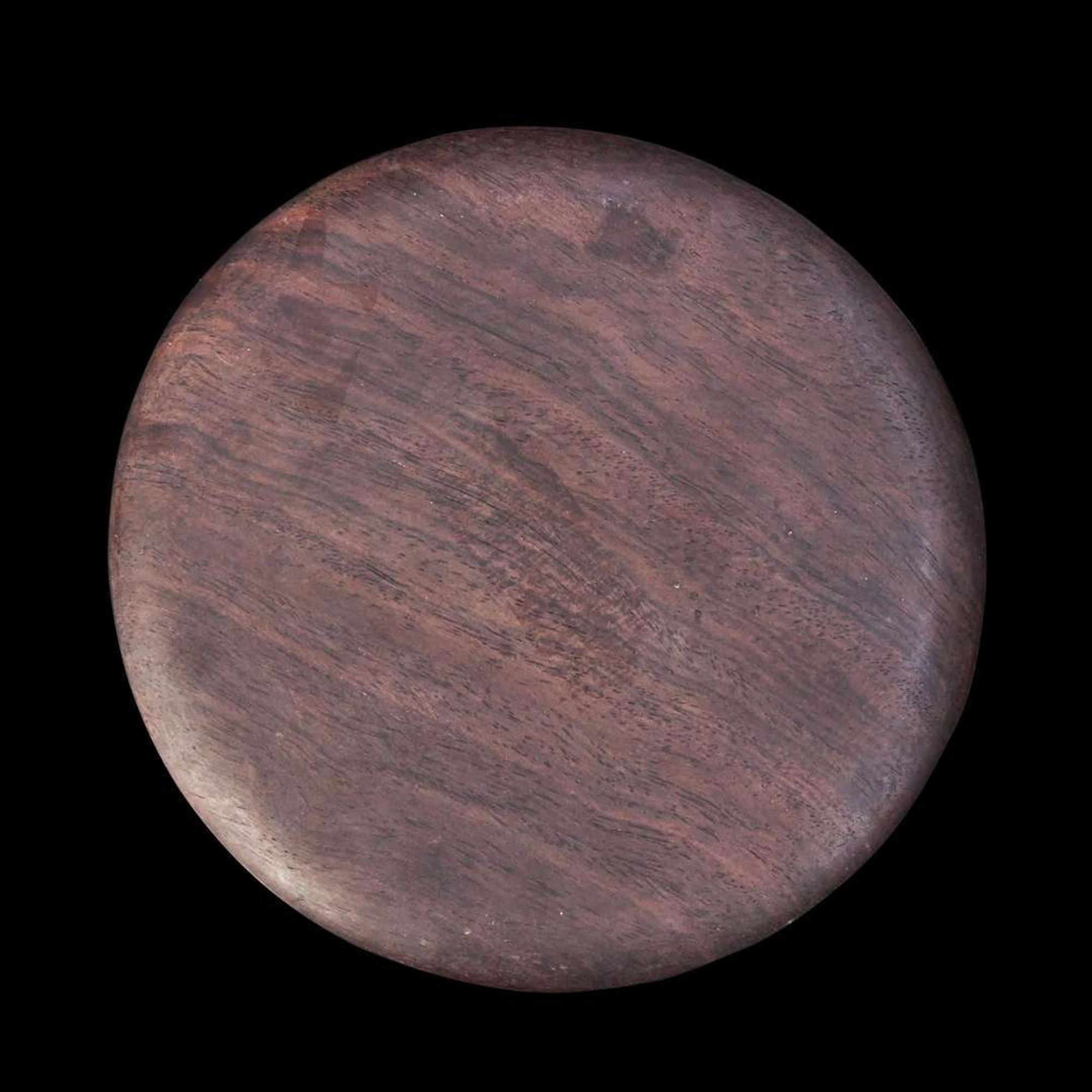A Chinese carved "Mirror" inkstone with hardwood box 仿銅鏡硯台及木盒