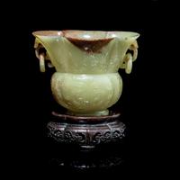A Chinese Yellow Jade 'Lobed' Zun Vase 黃玉仿古饕餮紋海棠尊