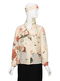Hermès, Rose-Print Silk Blouse & Scarf - Worn with Andy Warhol