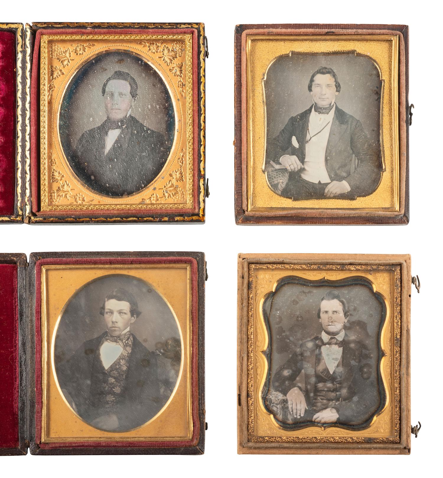 [EARLY PHOTOGRAPHY]. 23 sixth plate daguerreotypes of young, dapper men.