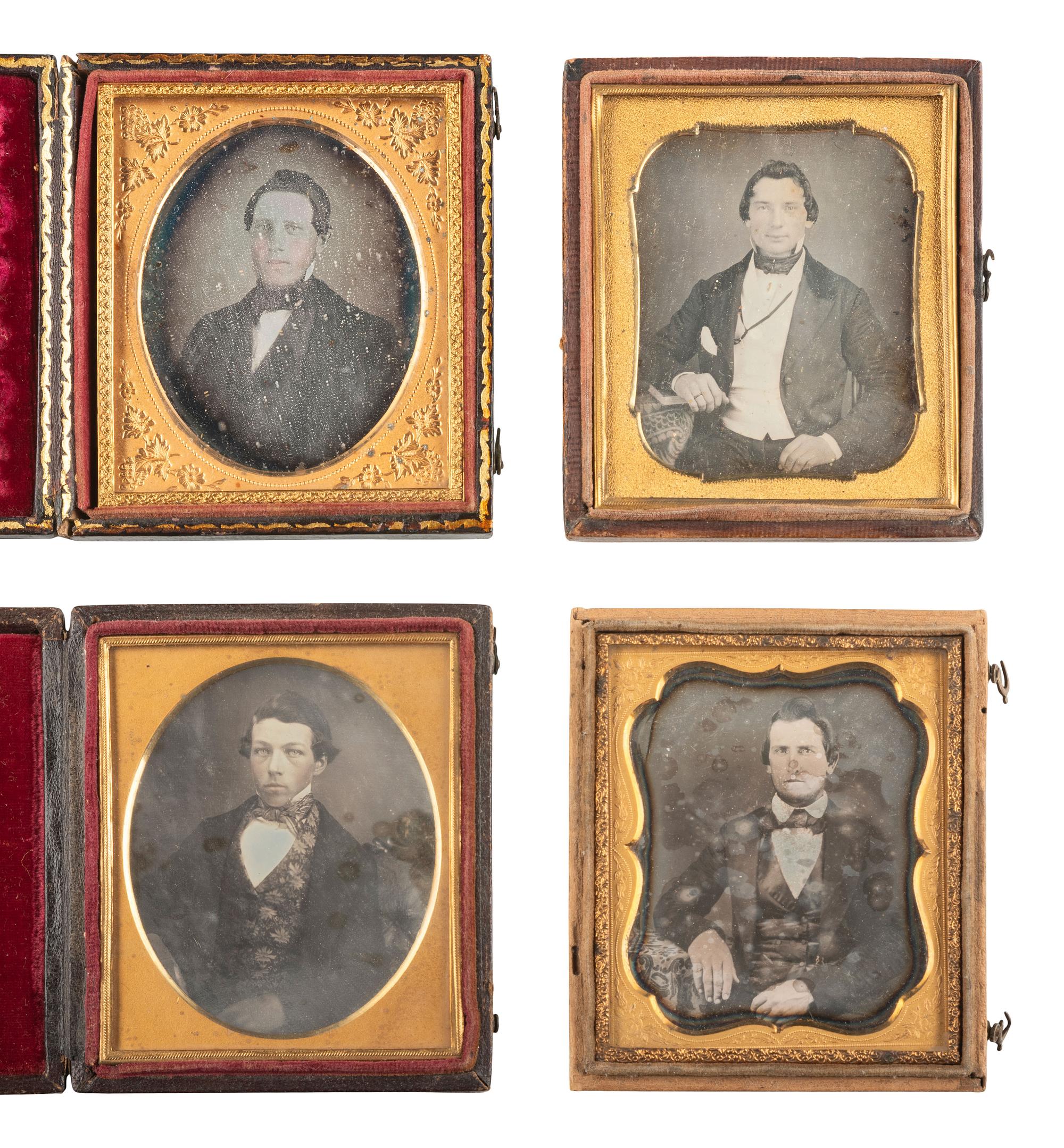 [EARLY PHOTOGRAPHY]. 23 sixth plate daguerreotypes of young, dapper men.