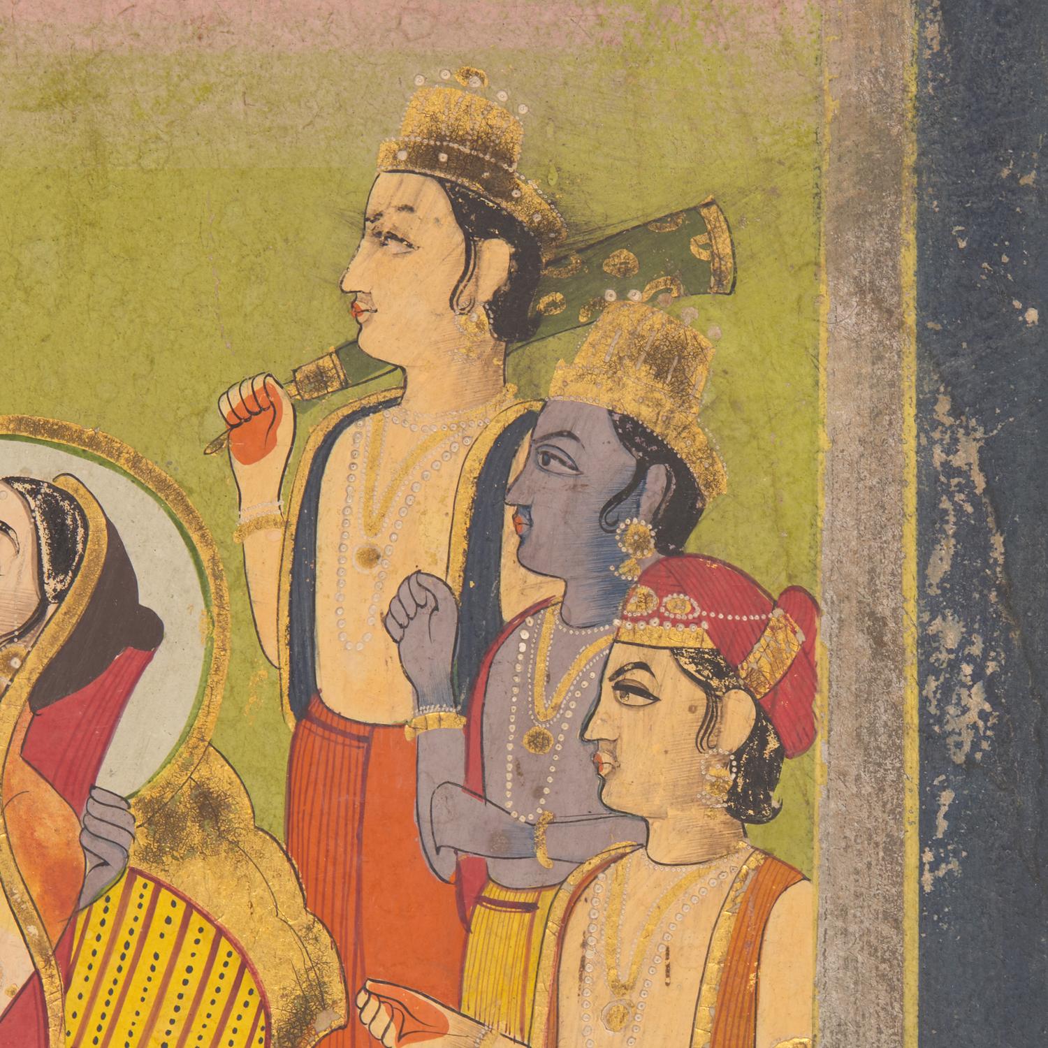 A Painting of Rama and Sita Enthroned with Hanuman, Probably Delhi , Late 19th/Early 20th Century