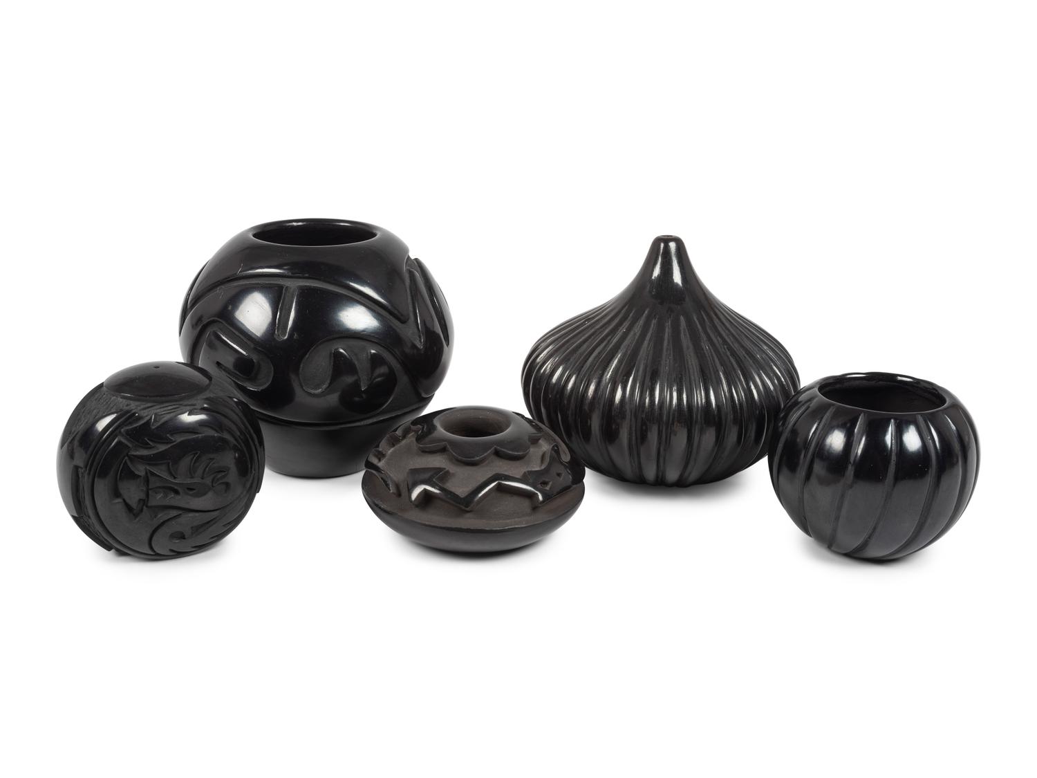 Group of Santa Clara Blackware Pottery