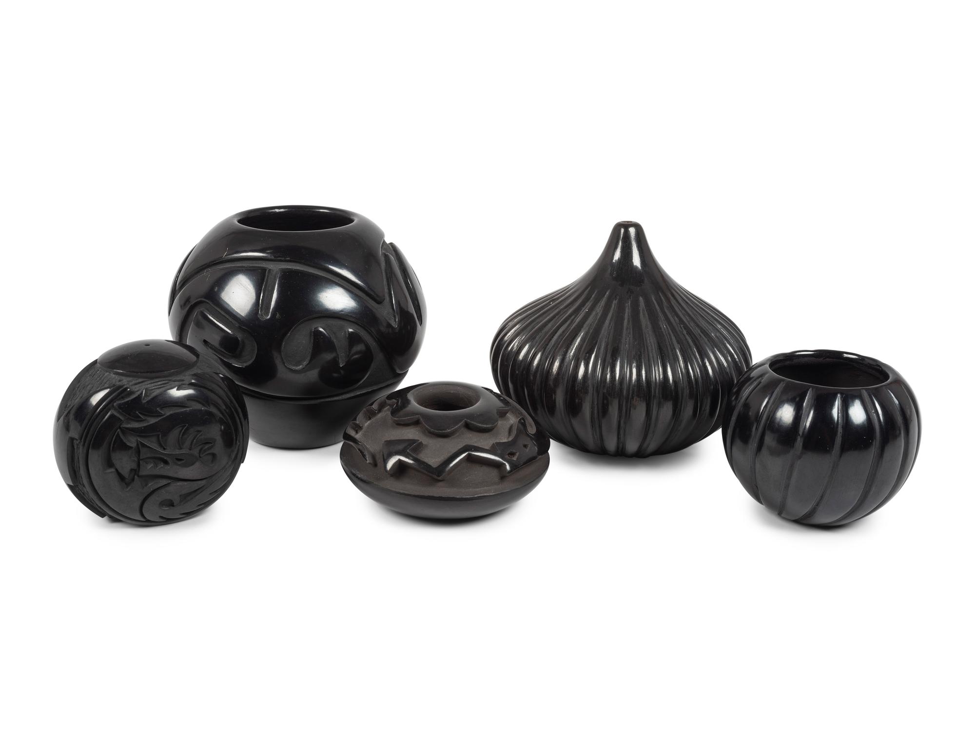 Group of Santa Clara Blackware Pottery