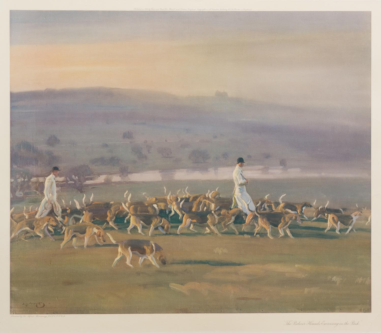 Sir Alfred J. Munnings, (English, 1878-1959), Portrait of Major T. Bouch with Belvoir Hounds, together with two other works by Munning'