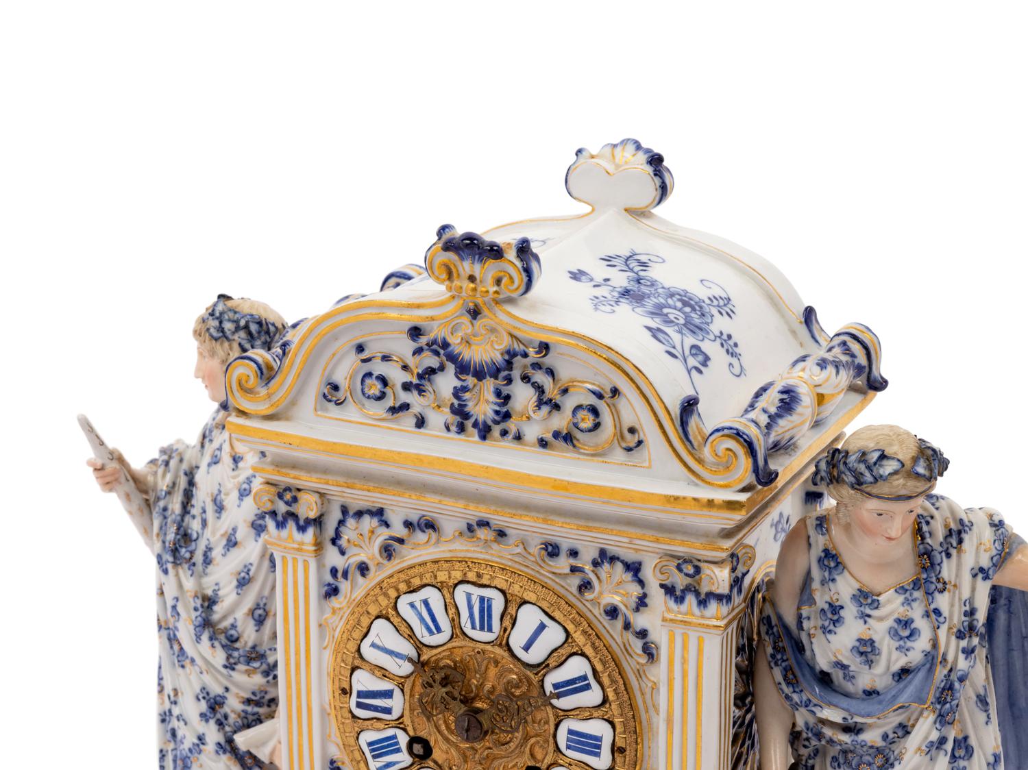 A Meissen Porcelain Mantel Clock
