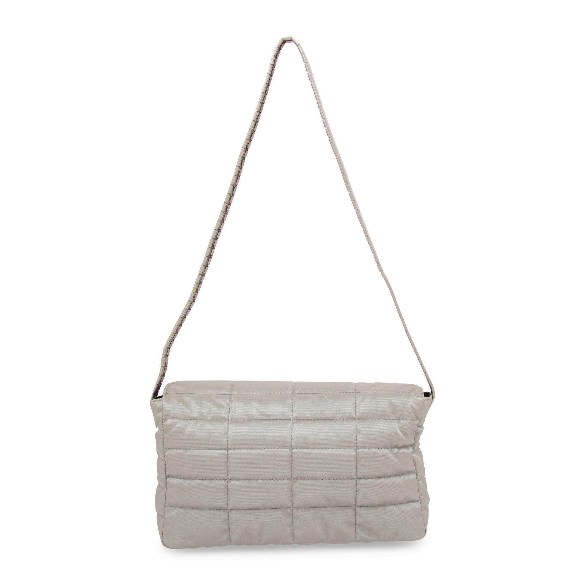 Chanel, Silver Nylon Flap Bag & Matching Belt