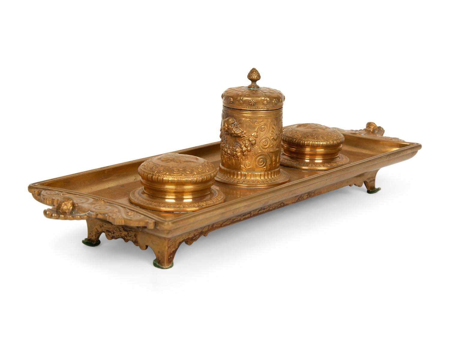 A Continental Gilt Bronze Inkwell — 19TH/20TH CENTURY