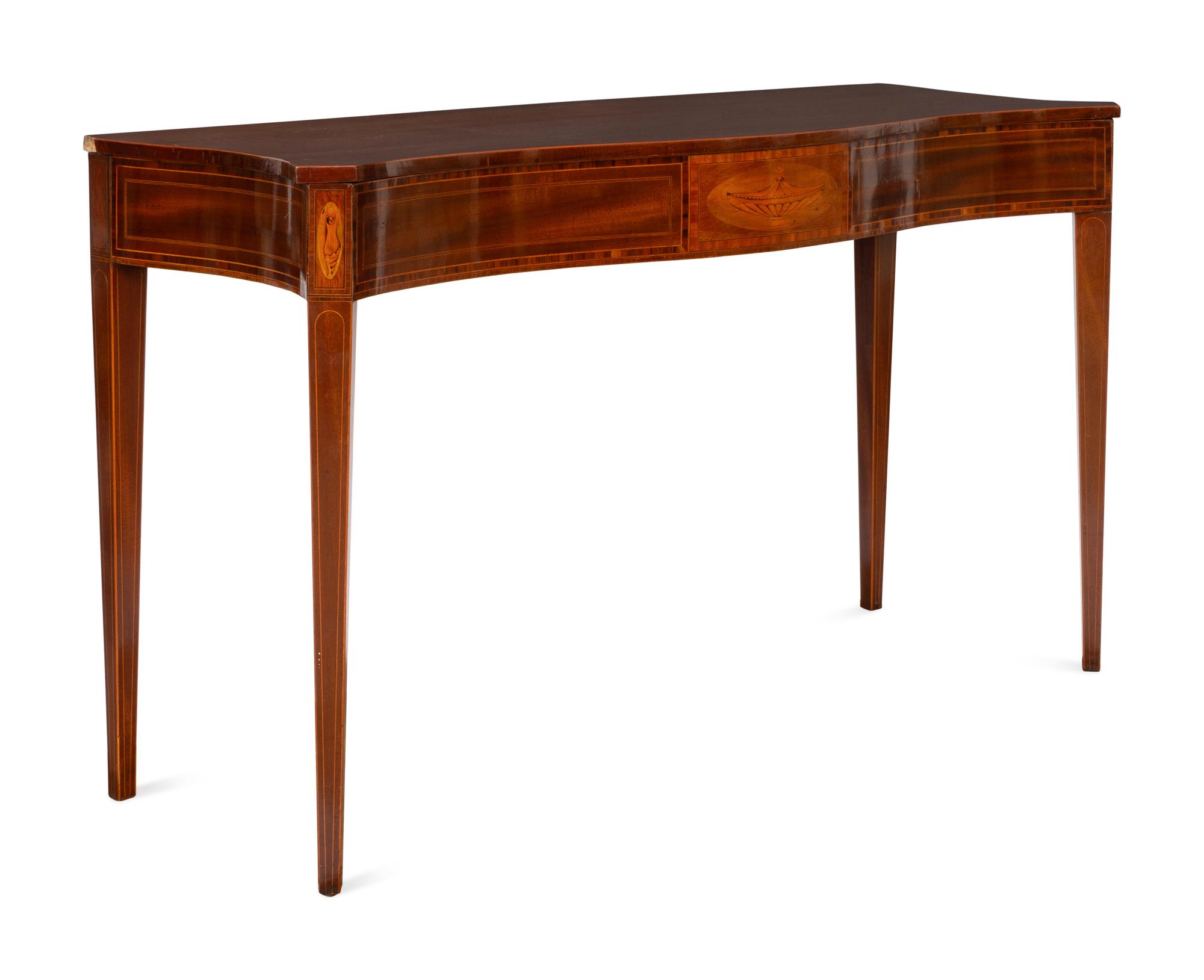 A George III Style Mahogany and Marquetry Console Table