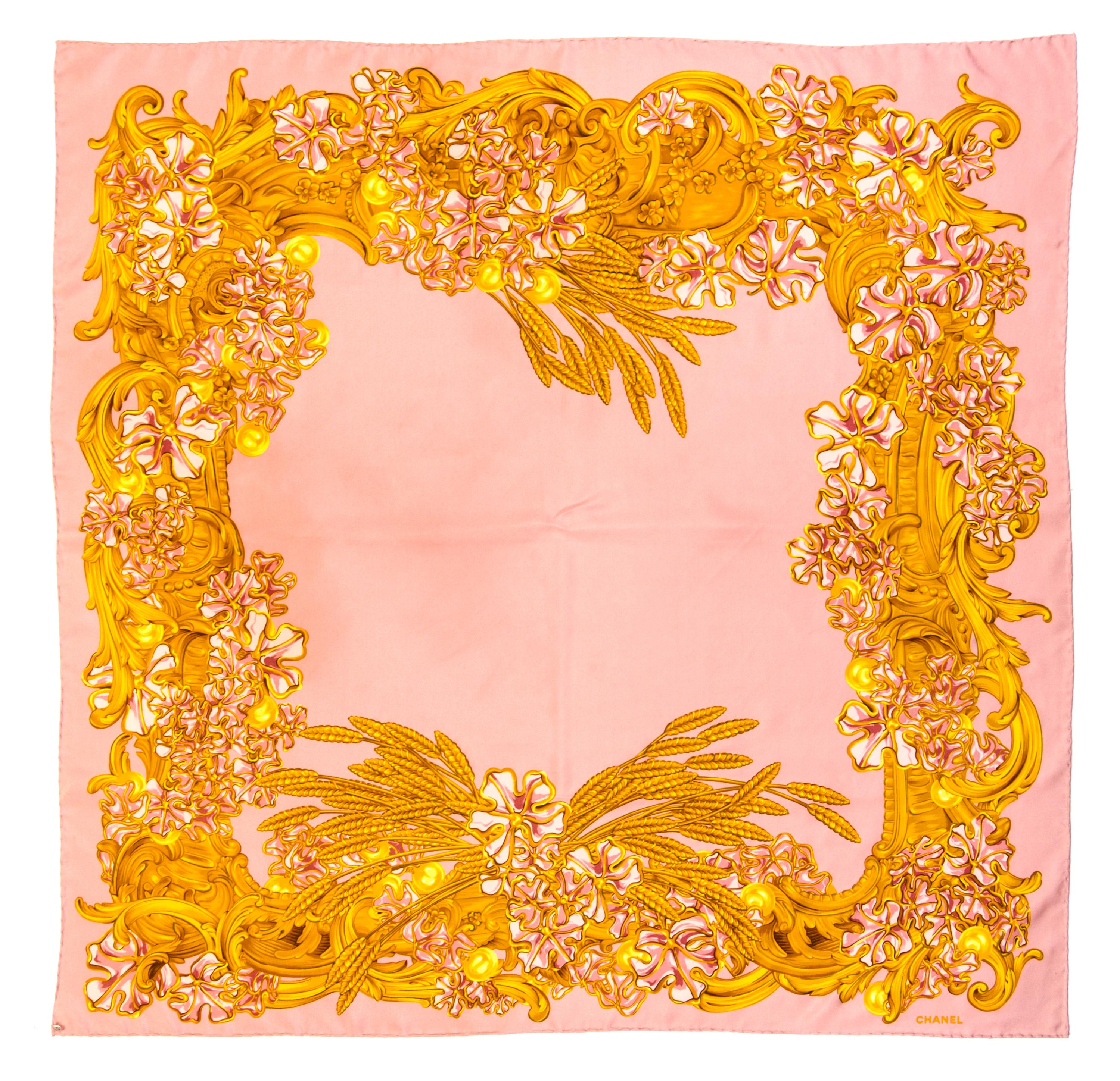 A Pair of Chanel Silk Scarves, 36" x 38".